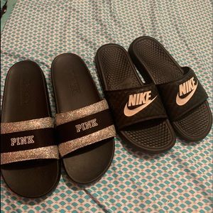 (Bundle) Nike Slides And Pink VS Slides Size 8/8.5